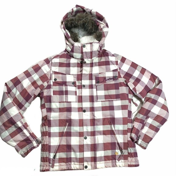 Burton Geo 3/2 Insulated Plaid Snowboarding Jacket Dusty Rose - Picture 1 of 12
